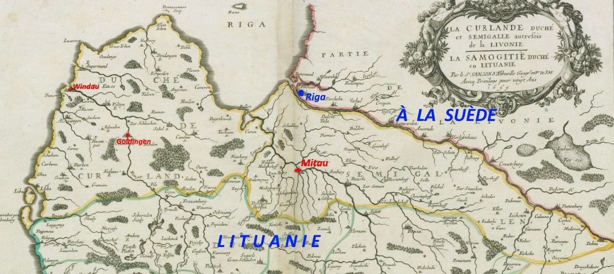 La Courlande en 1659, carte de Sanson