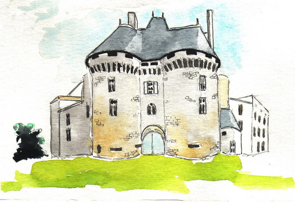 Le château de Barbezieux - Dessin de Jean-Claude Chambrelent